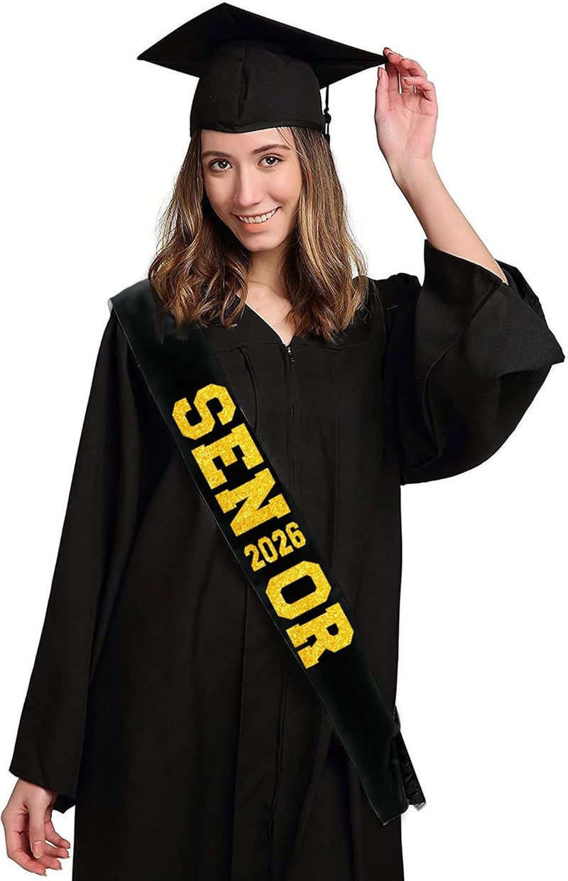 Partyprops 6Pcs Black Senior 2026 Satin Sashes with Gold Glitter Letters Senior 2026 Decorations - 2026 Graduation Celebrations Sashes - Senior Cheer Sash - Cheerleader Sash - Class Competition Sashes - Image 2